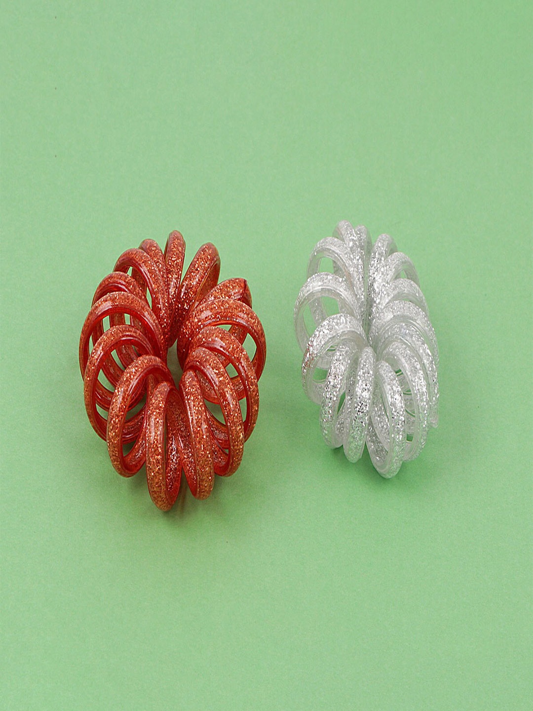 

Jewelz Women White & Red Set of 2 Solid Ponytail Holders