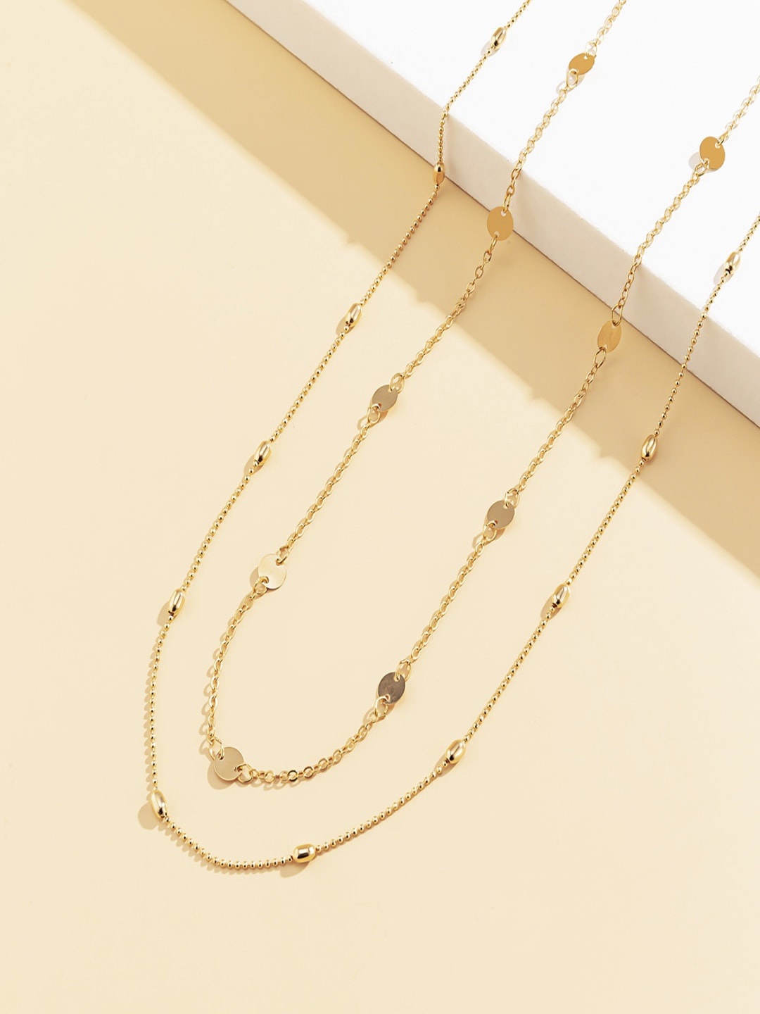 

AQUASTREET Pack Of 2 Gold-Toned Dual Strand Golden Alloy Waist Chain