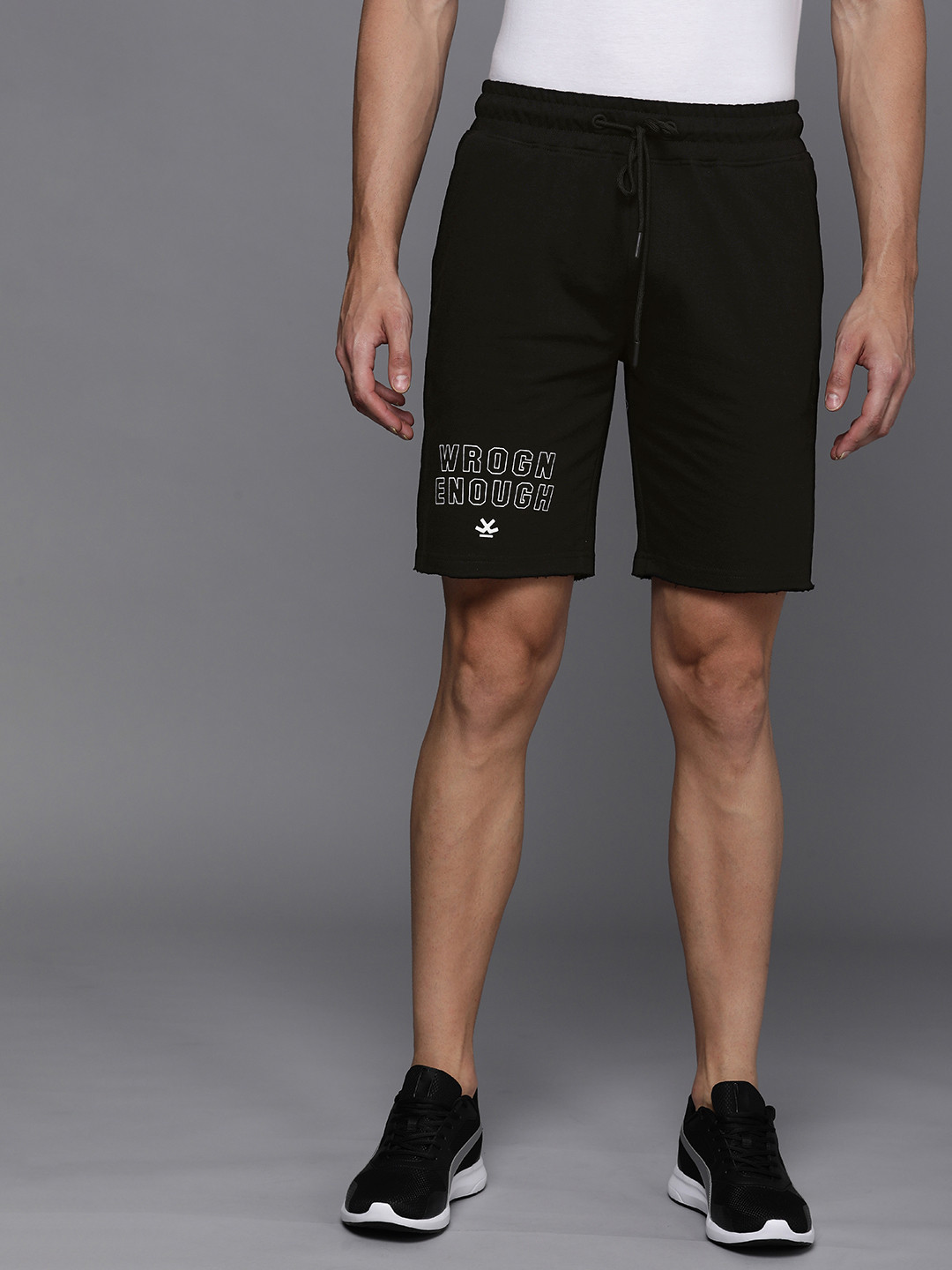 

WROGN Men Black Typography Printed Shorts