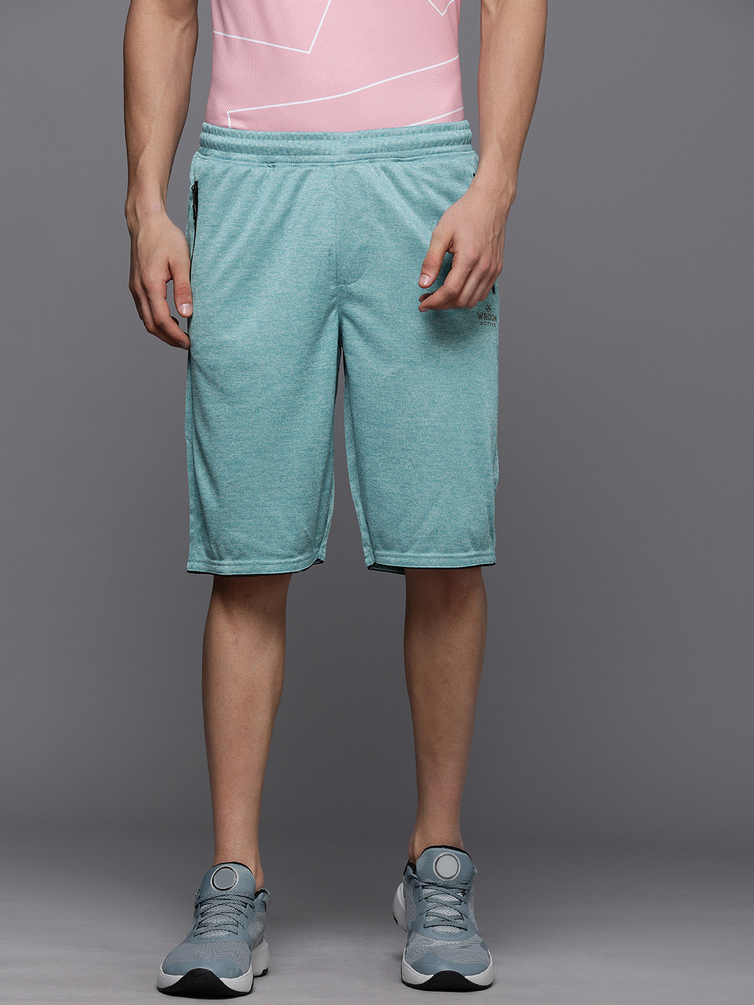 

WROGN ACTIVE Men Blue Melange Sports Shorts