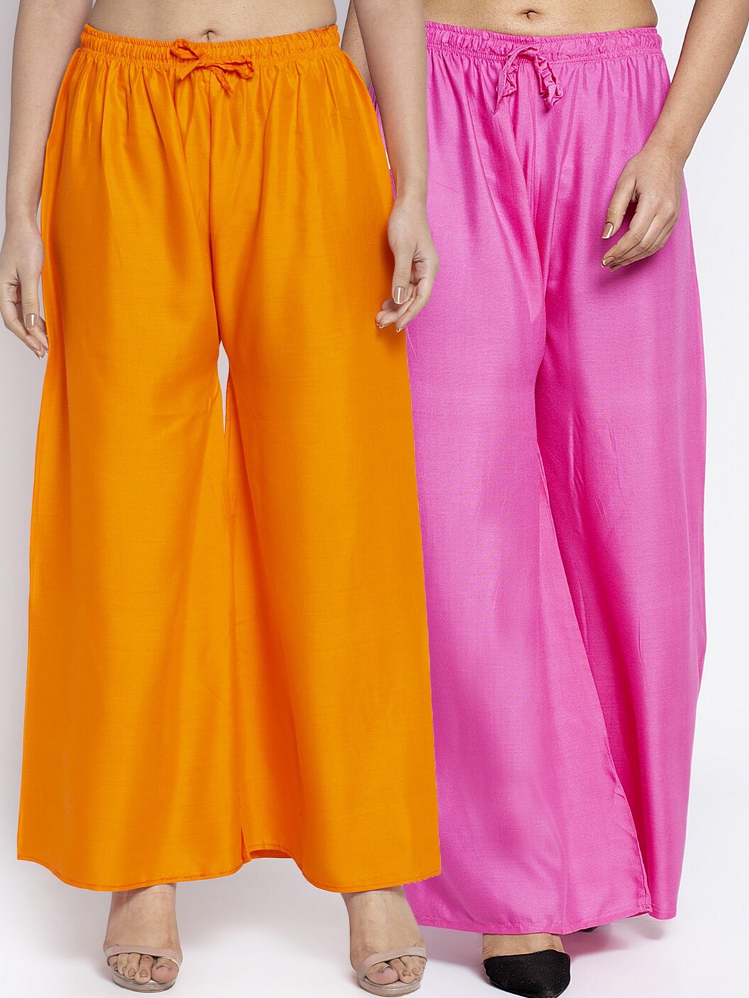 

Jinfo Women Orange & Pink Set of 2 Flared Ethnic Palazzos