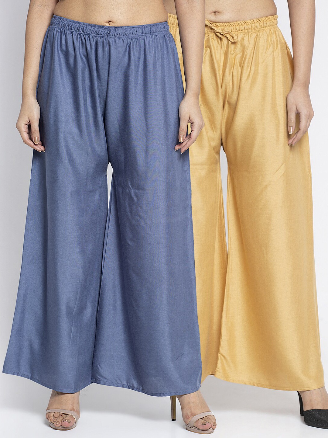 

Jinfo Women Grey & Beige 2 Flared Ethnic Palazzos