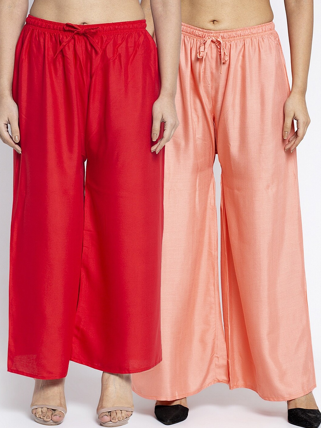 

Jinfo Women Red & Pink 2 Knitted Palazzos