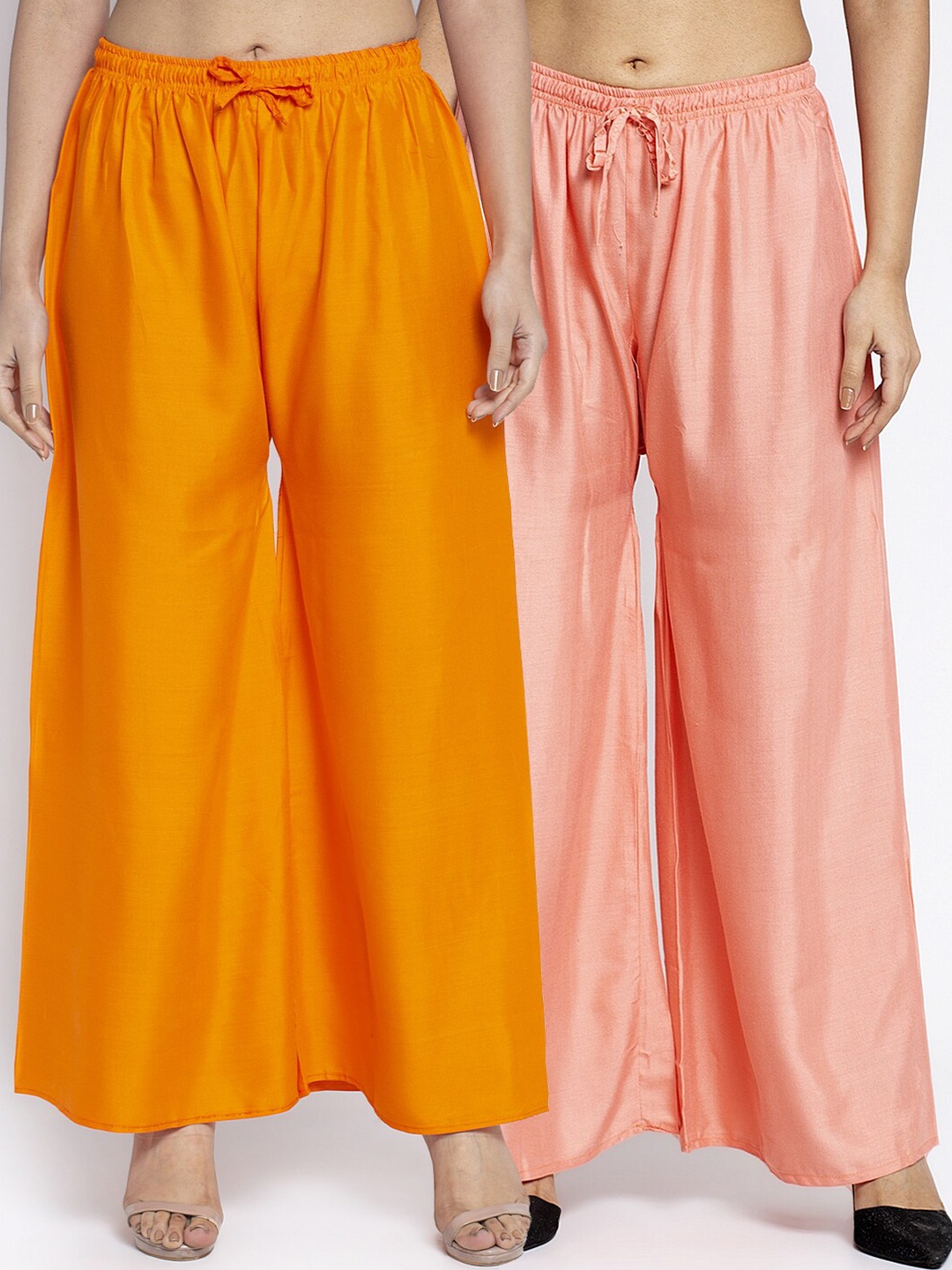 

Jinfo Women Orange & Peach-Coloured Set of 2 Flared Ethnic Palazzos
