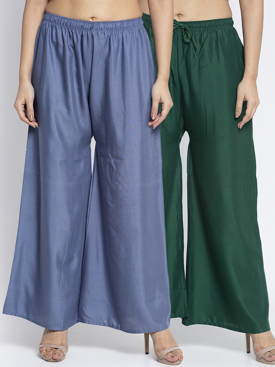 

Jinfo Women Grey & Green 2 Ethnic Palazzos