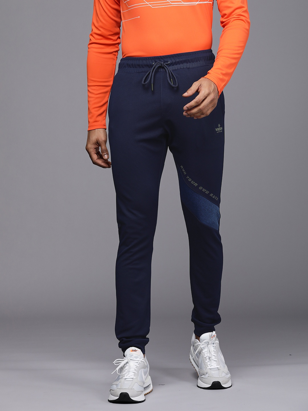 

WROGN ACTIVE Men Navy Blue & Grey Printed Joggers