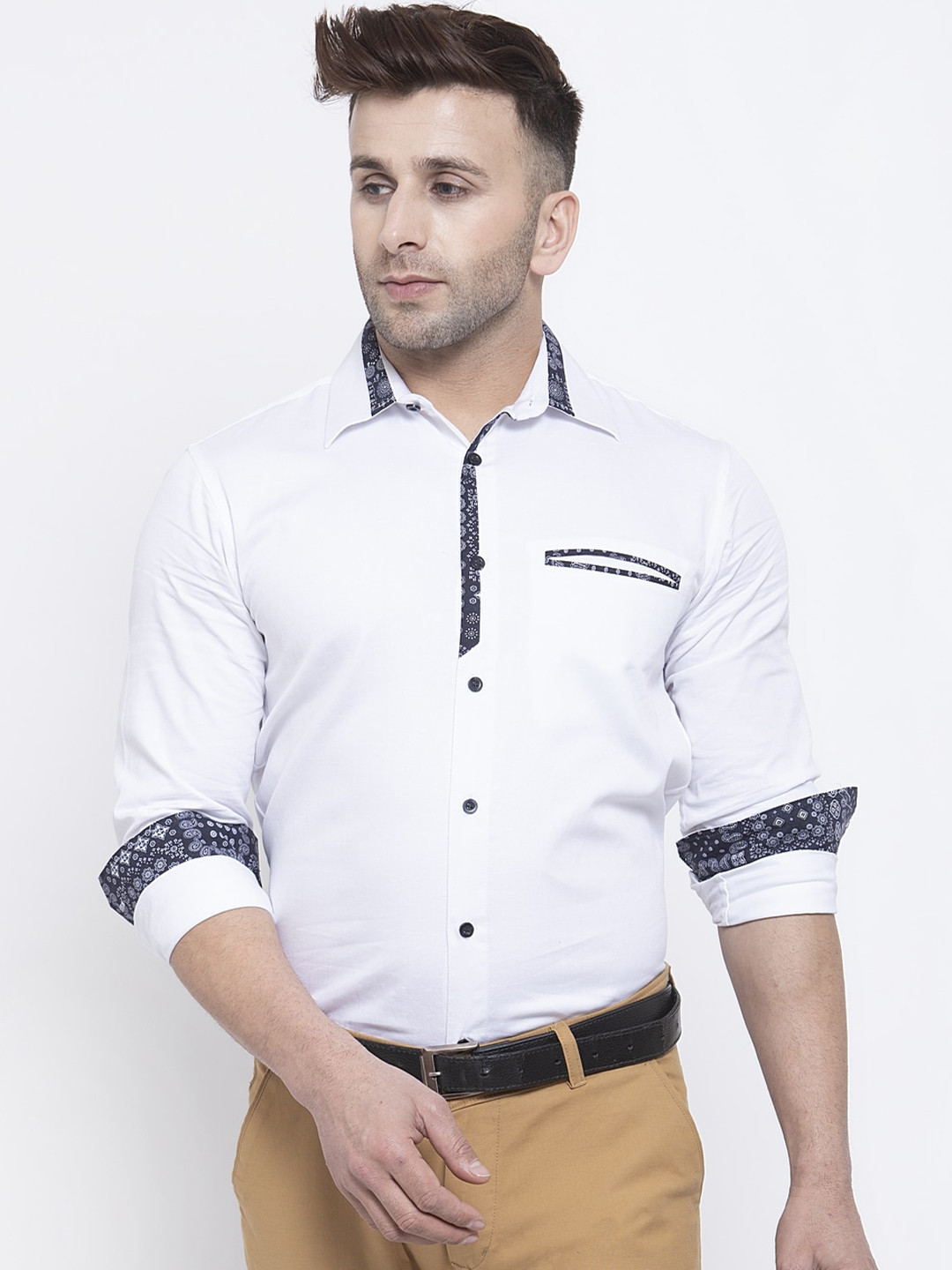 

Purple State Men White Slim Fit Semiformal Shirt