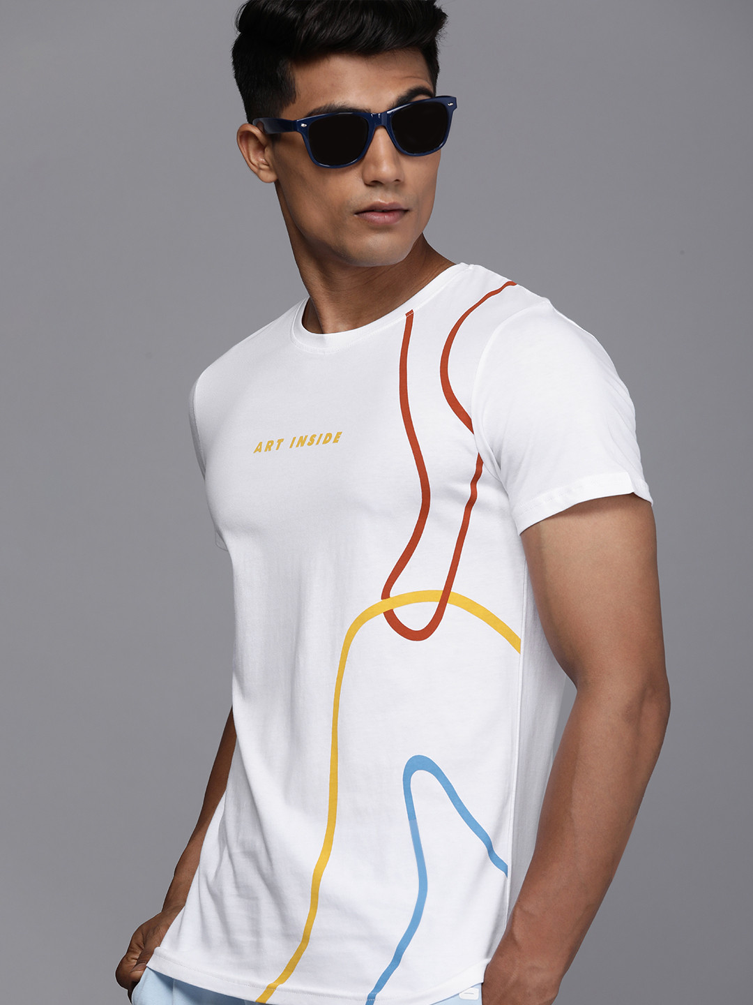 

WROGN Men White Typography Printed Pure Cotton Slim Fit T-shirt