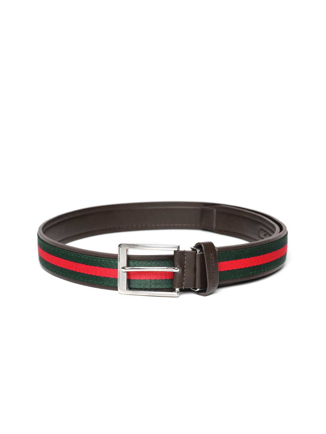 

Lino Perros Men Green & Red Striped Belt