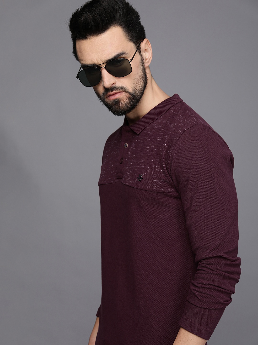 

WROGN Men Maroon Polo Collar Slim Fit Pure Cotton T-shirt