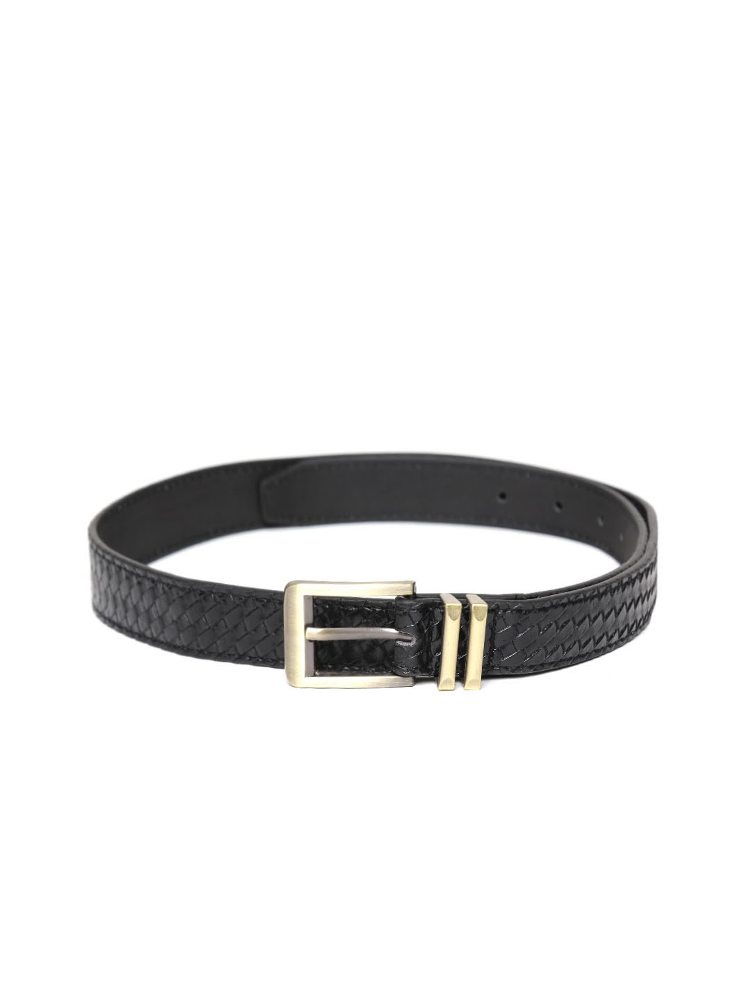 

Lino Perros Women Black Basketweave Textured Belt