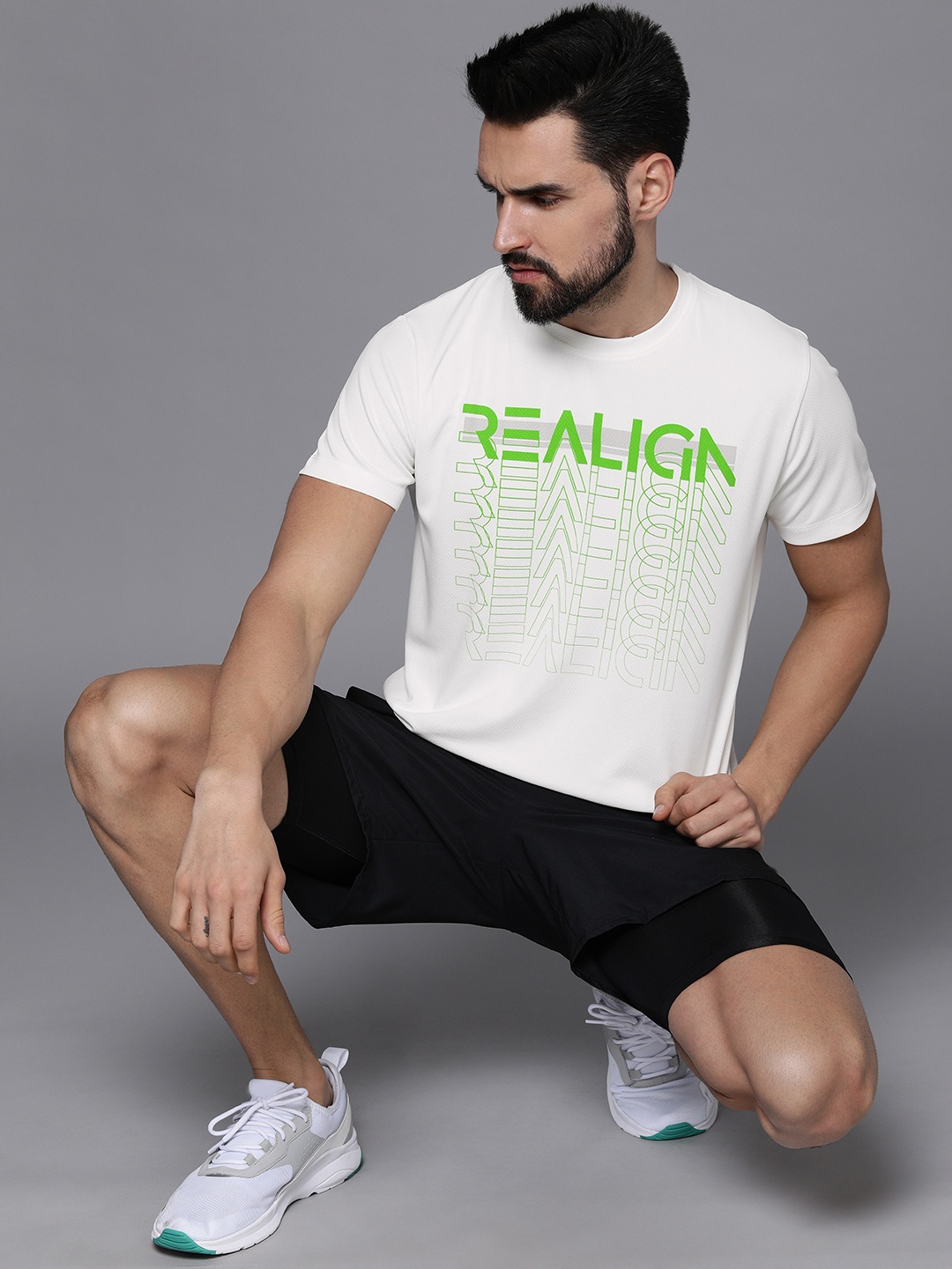 

WROGN ACTIVE Men White Typography Printed Slim Fit T-shirt