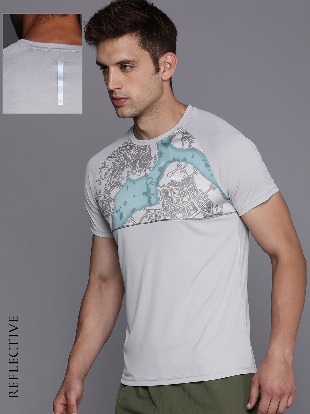 

WROGN ACTIVE Men Graphic Printed Round Neck Outdoor T-shirt, Grey
