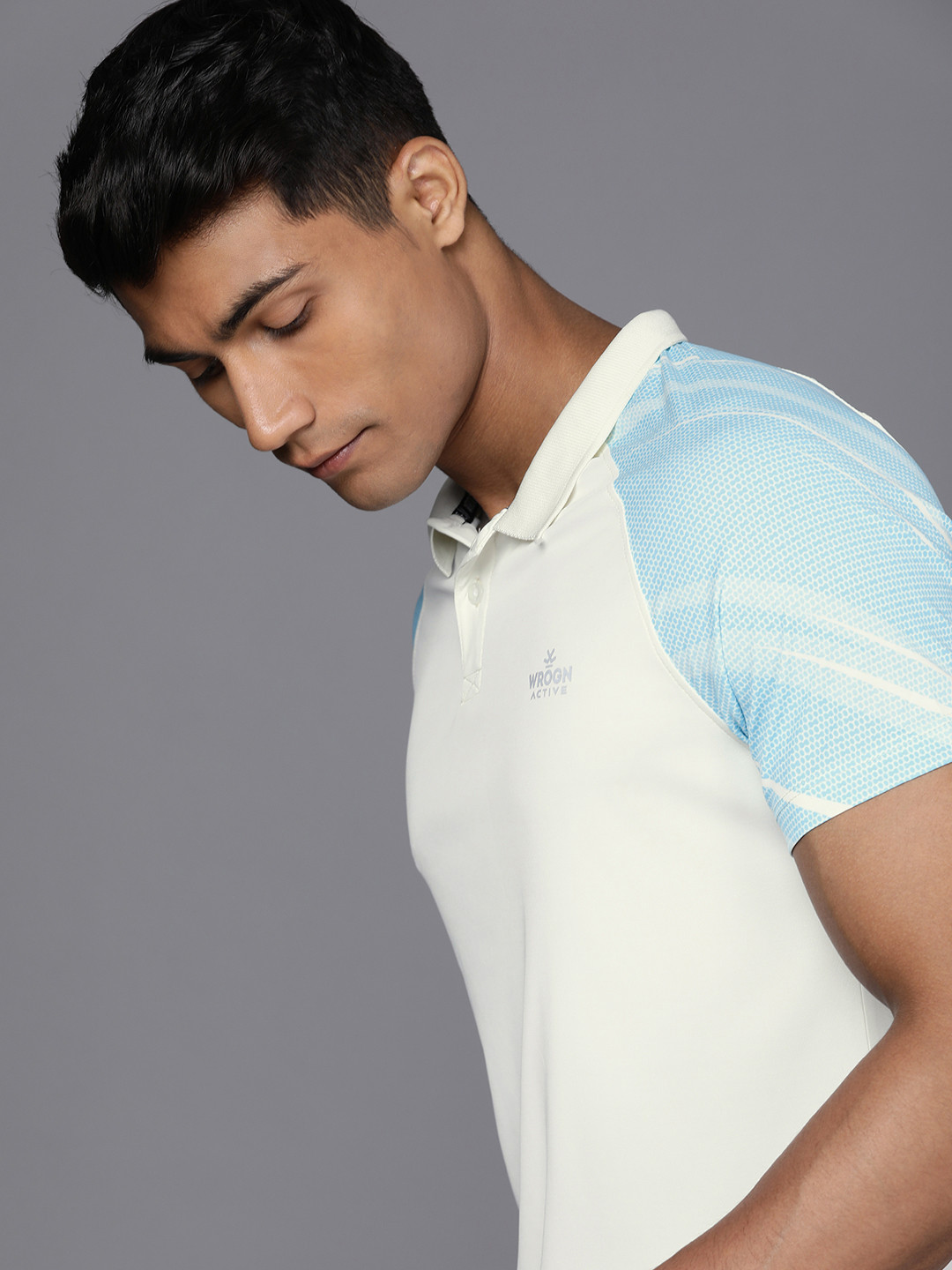 

WROGN ACTIVE Men Brand Logo Printed Polo Collar Dry-Pro Slim Fit T-shirt, White