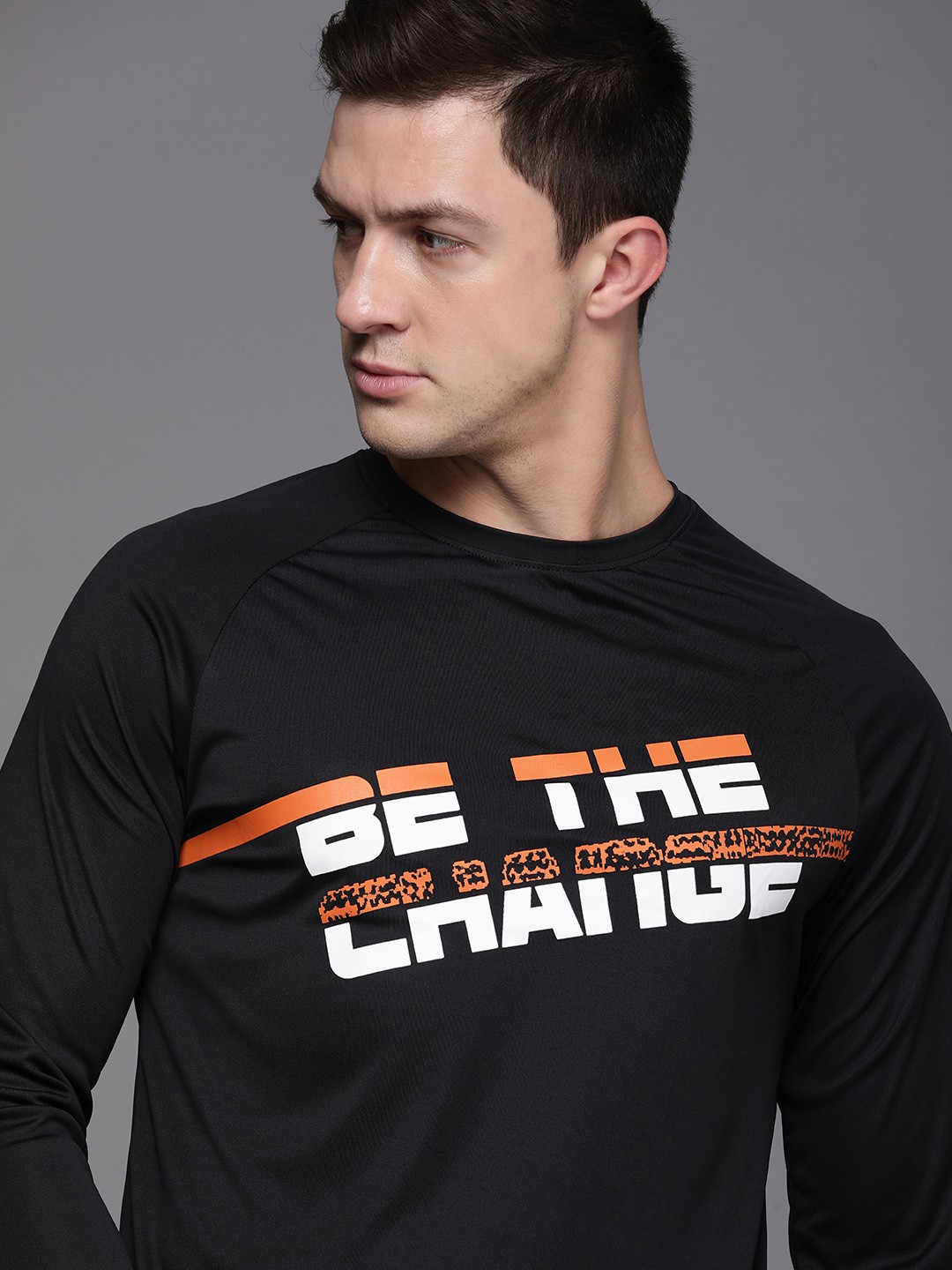 

WROGN ACTIVE Men Black Typography Printed T-shirt
