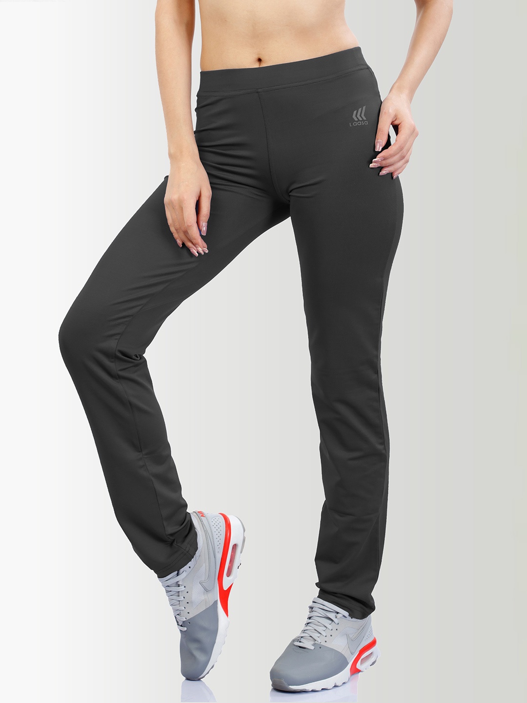 

LAASA SPORTS Women Black Solid Track Pants