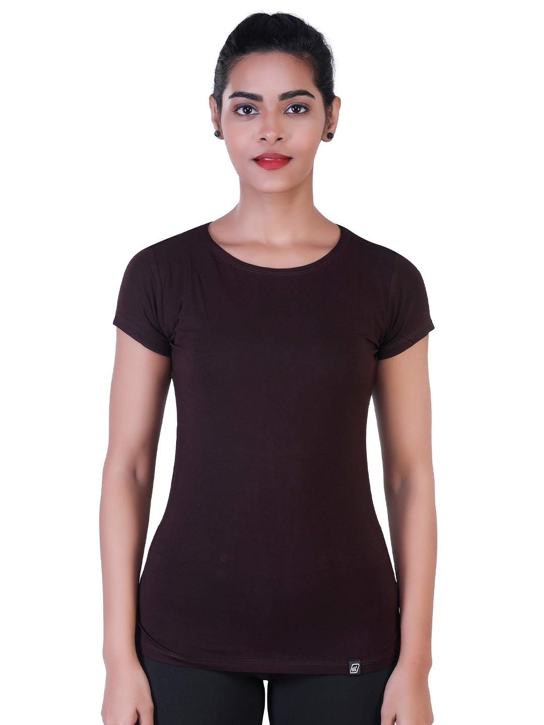 

LAASA SPORTS Women Brown Ultra Soft Training or Gym T-shirt