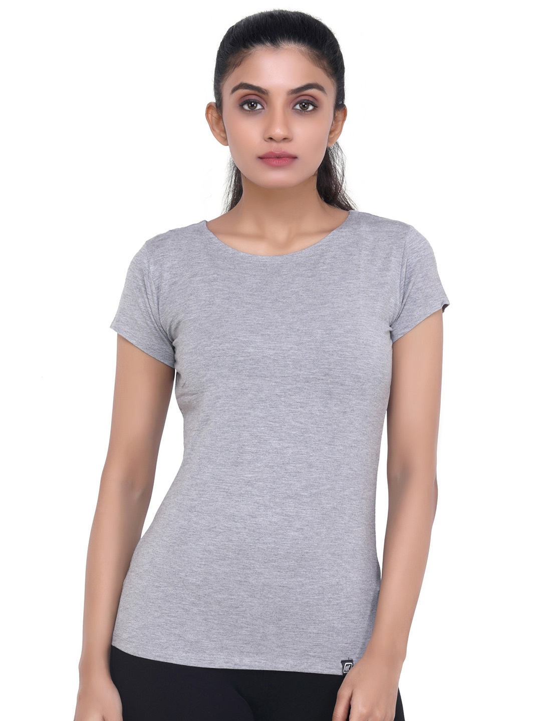 

LAASA SPORTS Women Grey Training or Gym T-shirt