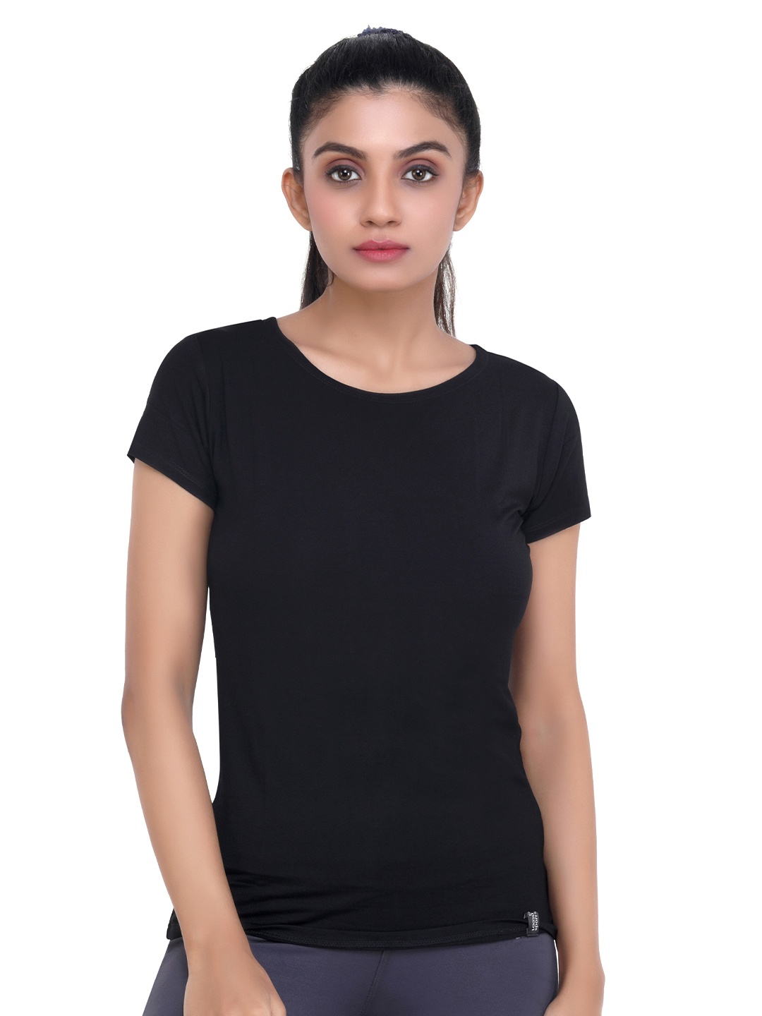 

LAASA SPORTS Women Black Training or Gym T-shirt