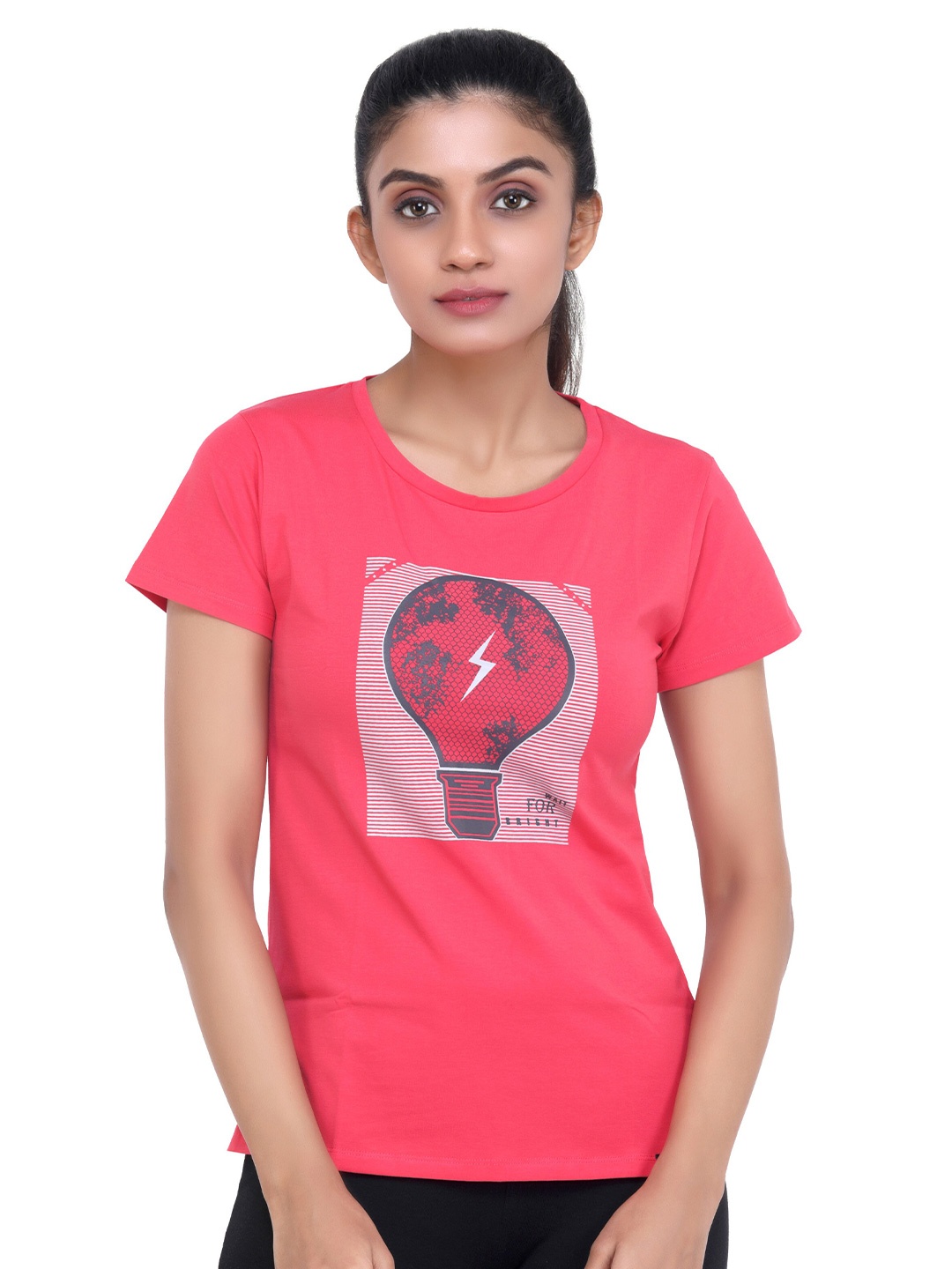 

LAASA SPORTS Women Red Dry Fit Printed T-shirt