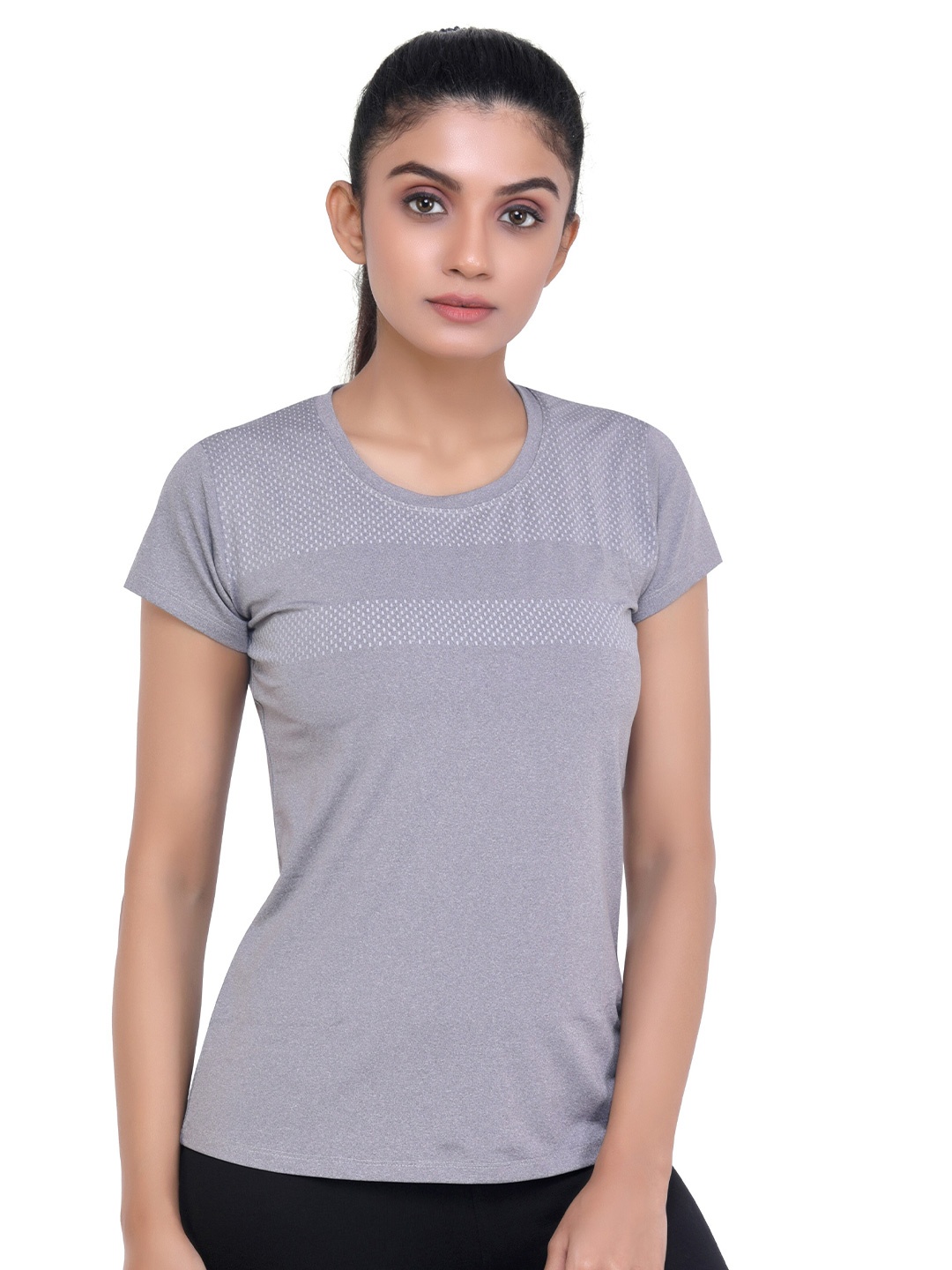 

LAASA SPORTS Women Grey T-shirt