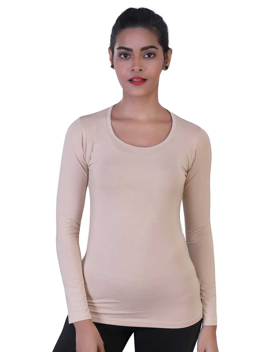 

LAASA SPORTS Women Beige Training or Gym T-shirt