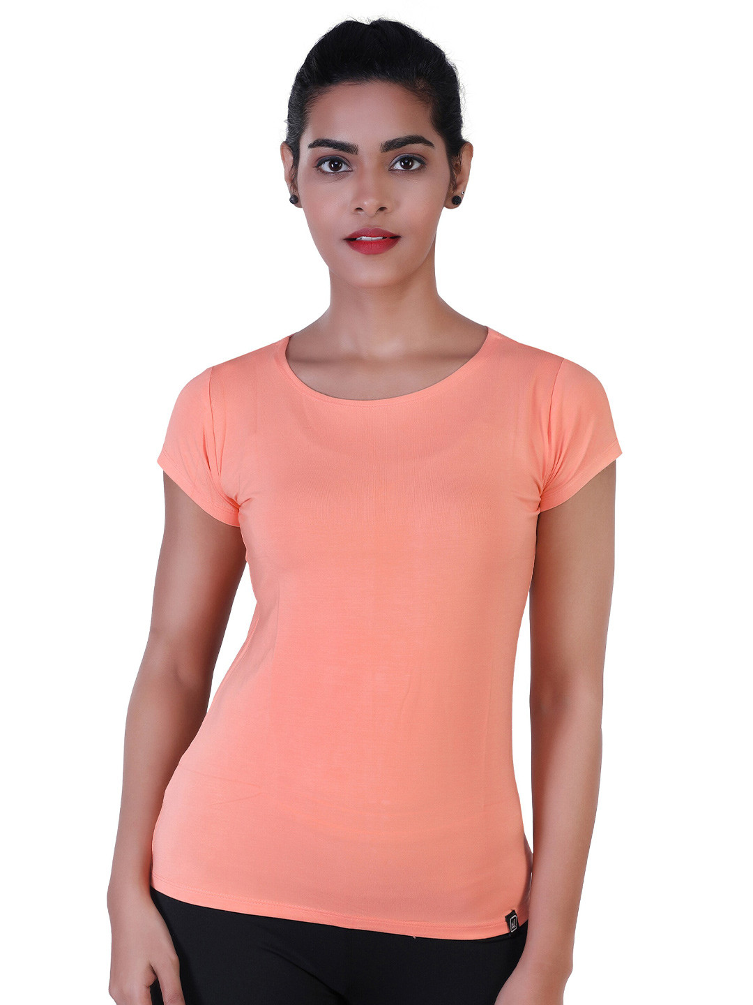 

LAASA SPORTS Women Orange Extended Sleeves Training or Gym T-shirt