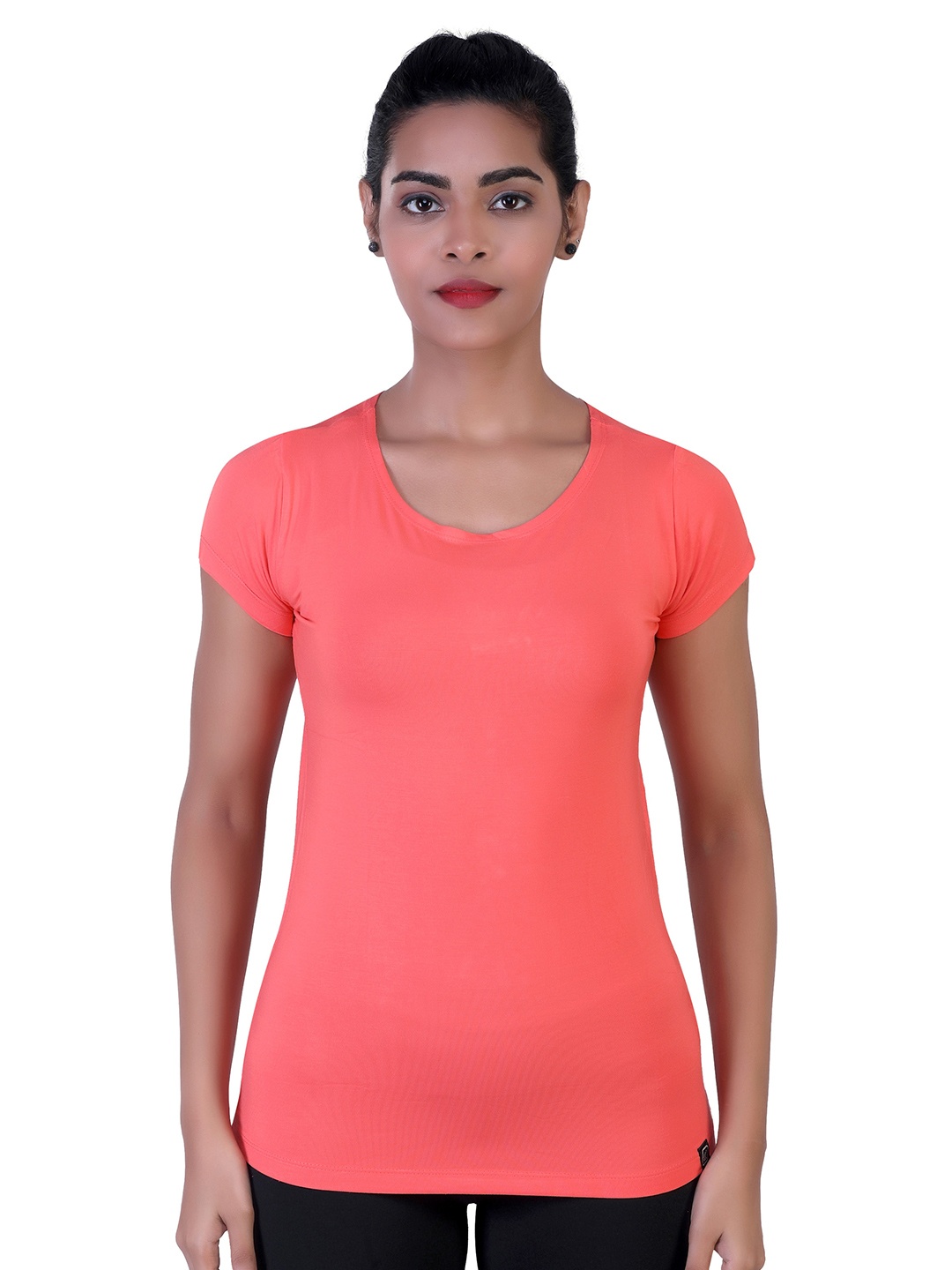 

LAASA SPORTS Women Red Dry Fit Training or Gym T-shirt