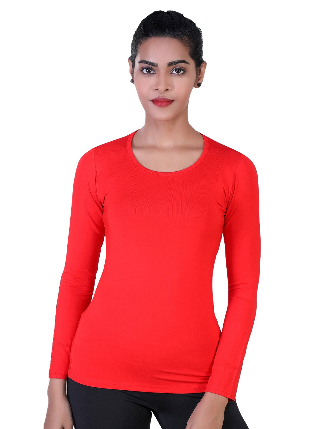 

LAASA SPORTS Women Red Dry Fit T-shirt