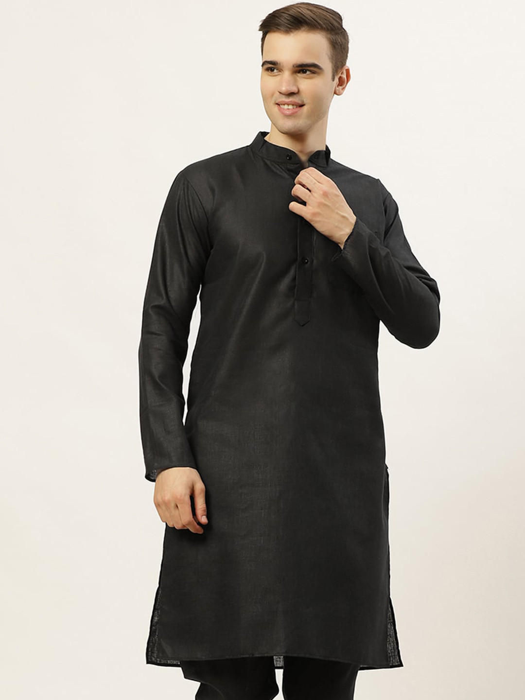 

Jompers Men Black Cotton Kurta