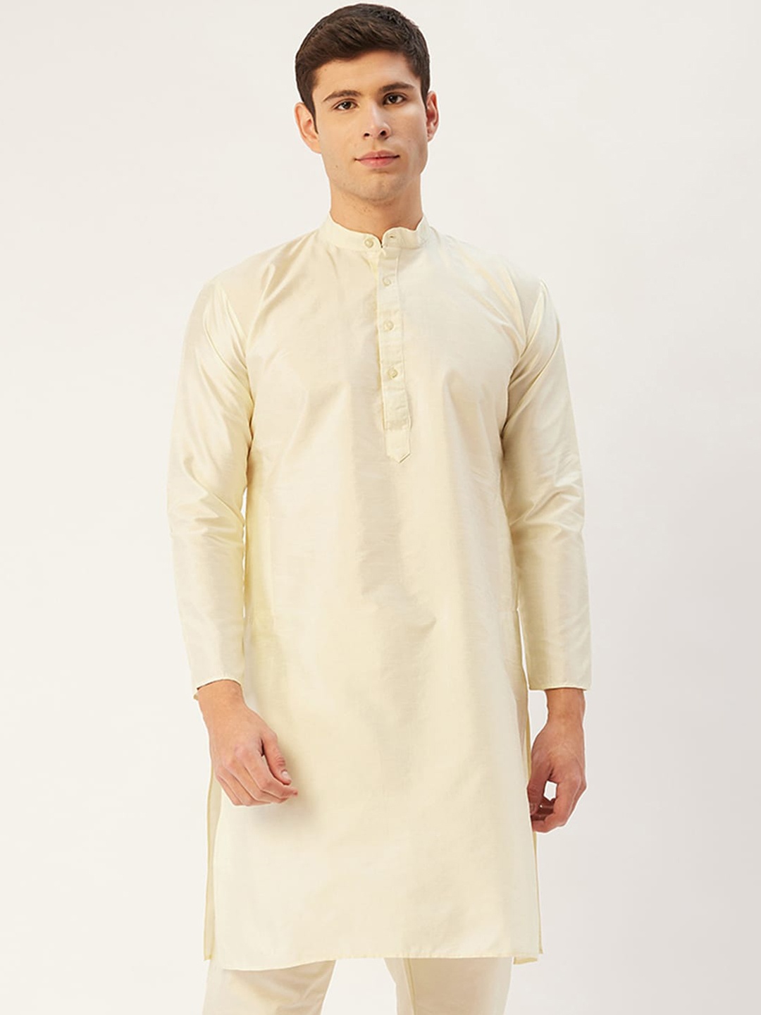 

Jompers Men Off White Solid Straight Kurta