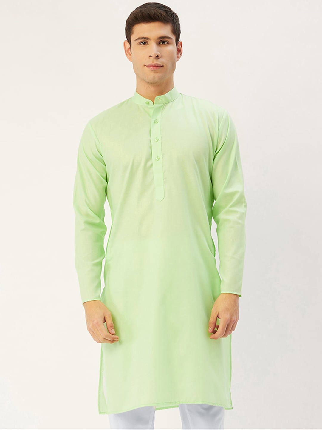 

Jompers Men Lime Green Straight Kurta