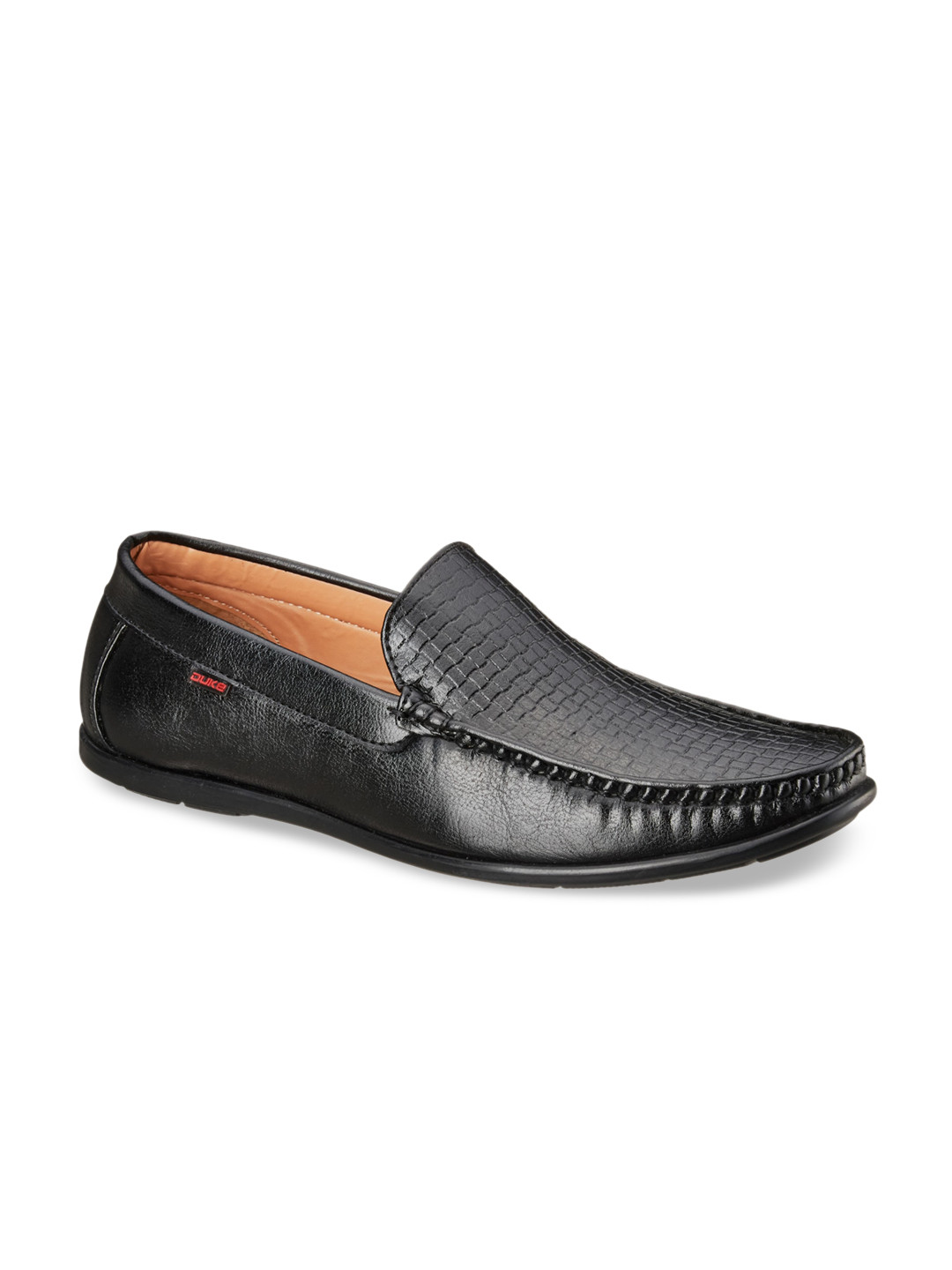 

Duke Men Black Textured Slip-On Loafers