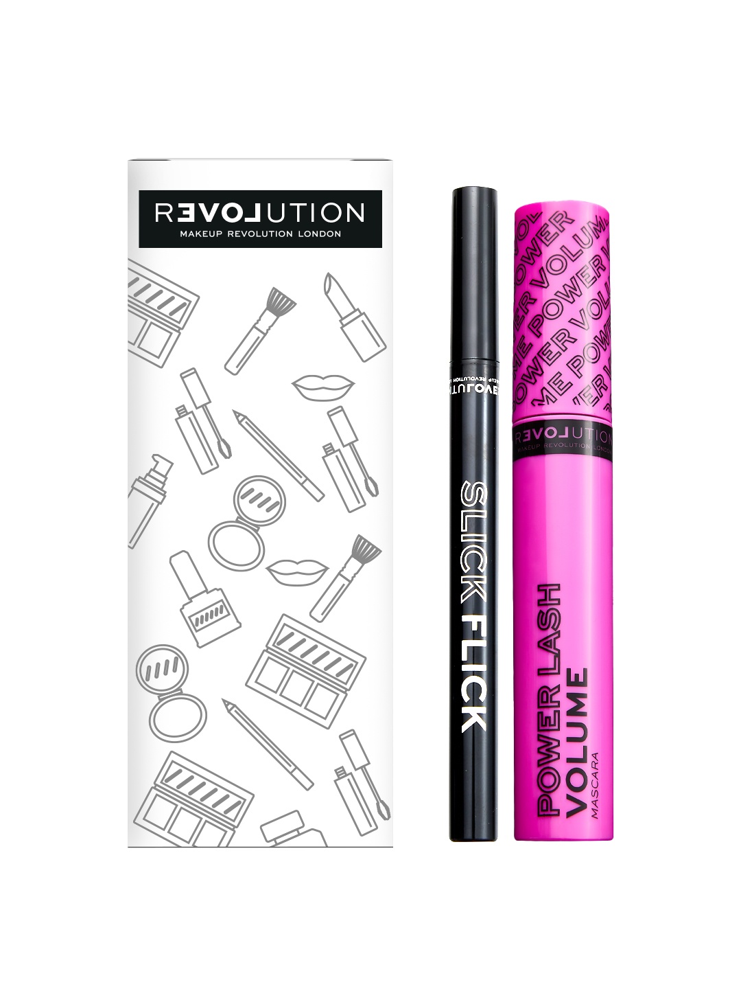 

Makeup Revolution London Set of Power Lash Mascara & Slick Flick Eyeliner, White
