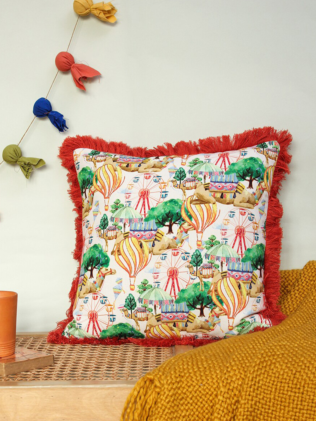 

House This Red & Green Abstract Square Cushion Covers