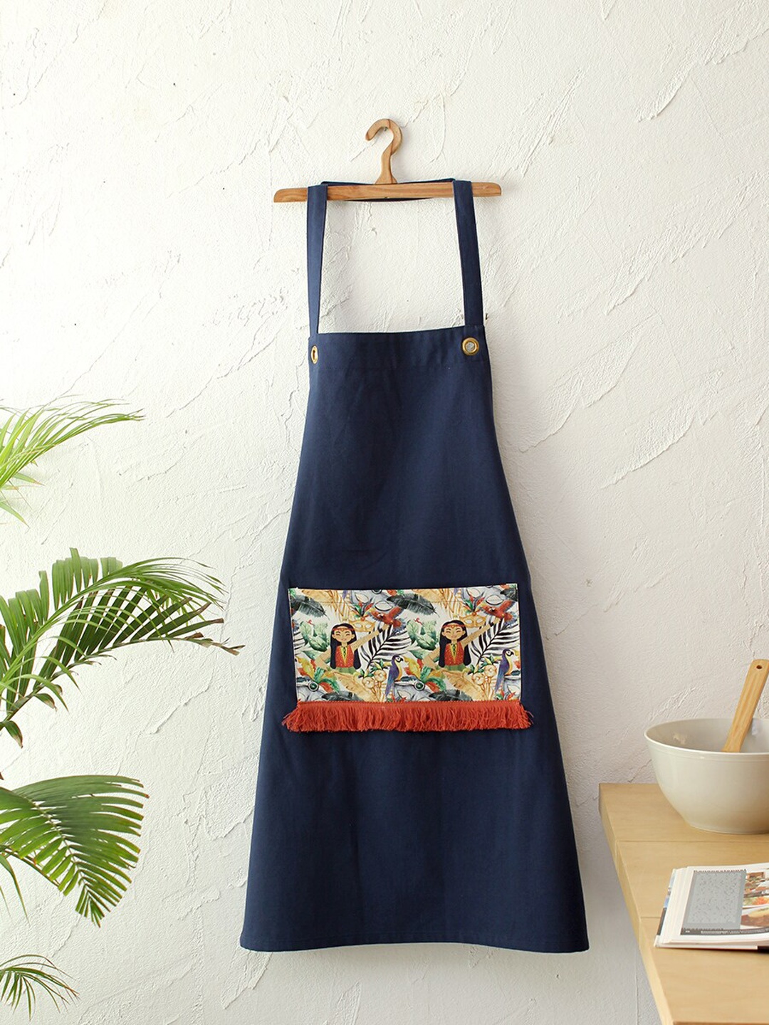 

House This Navy Blue Solid Pure Cotton Apron