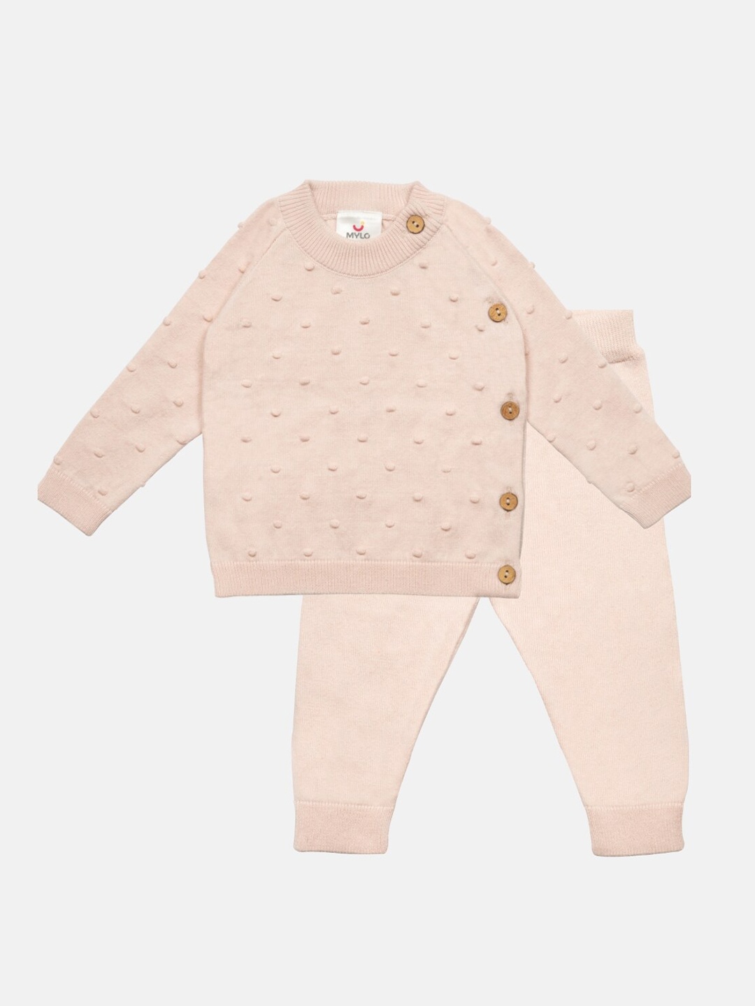 

MYLO ESSENTIALS Unisex Kids Beige Top with Trousers 100% Organic clothing set Set