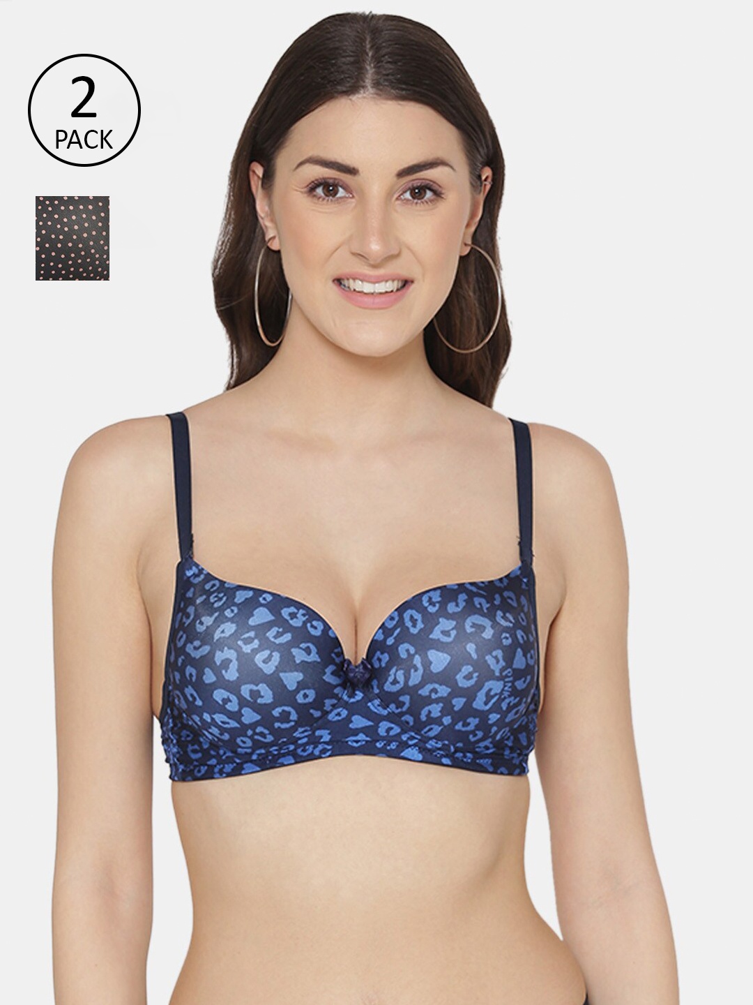 

Tweens Pack Of 2 Blue & Black Abstract T-shirt Bra Heavily Padded