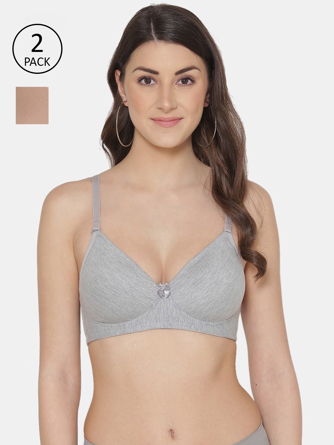 

Tweens Pack-2 Grey & Beige Bra Lightly Padded