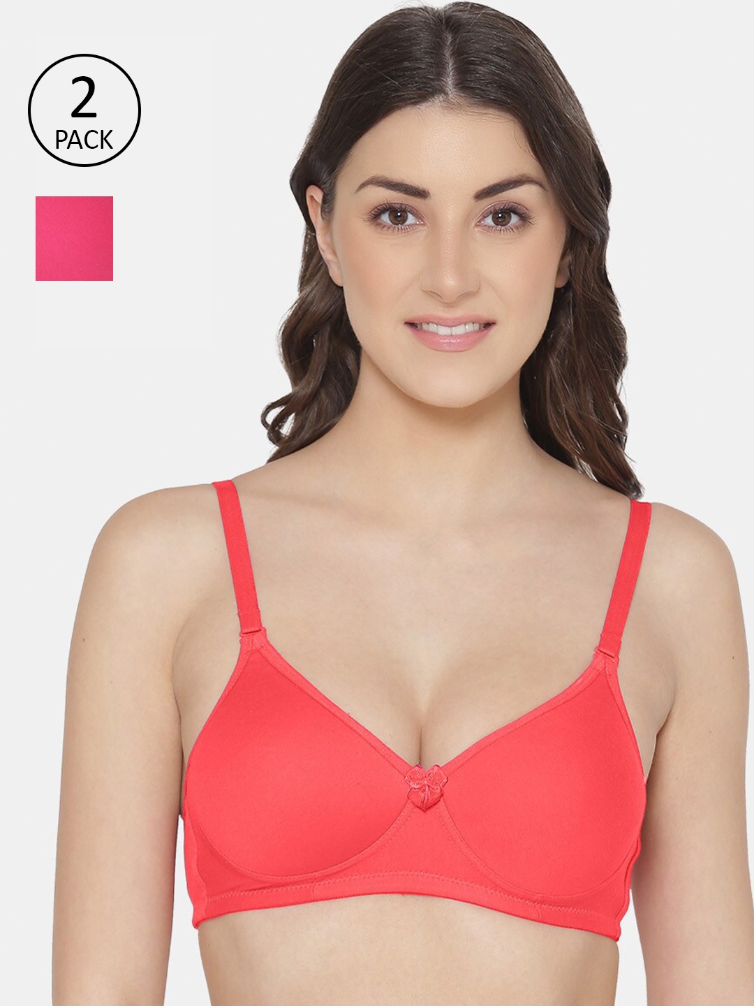 

Tweens Pack Of 2 Coral & Pink T-shirt Bra Lightly Padded