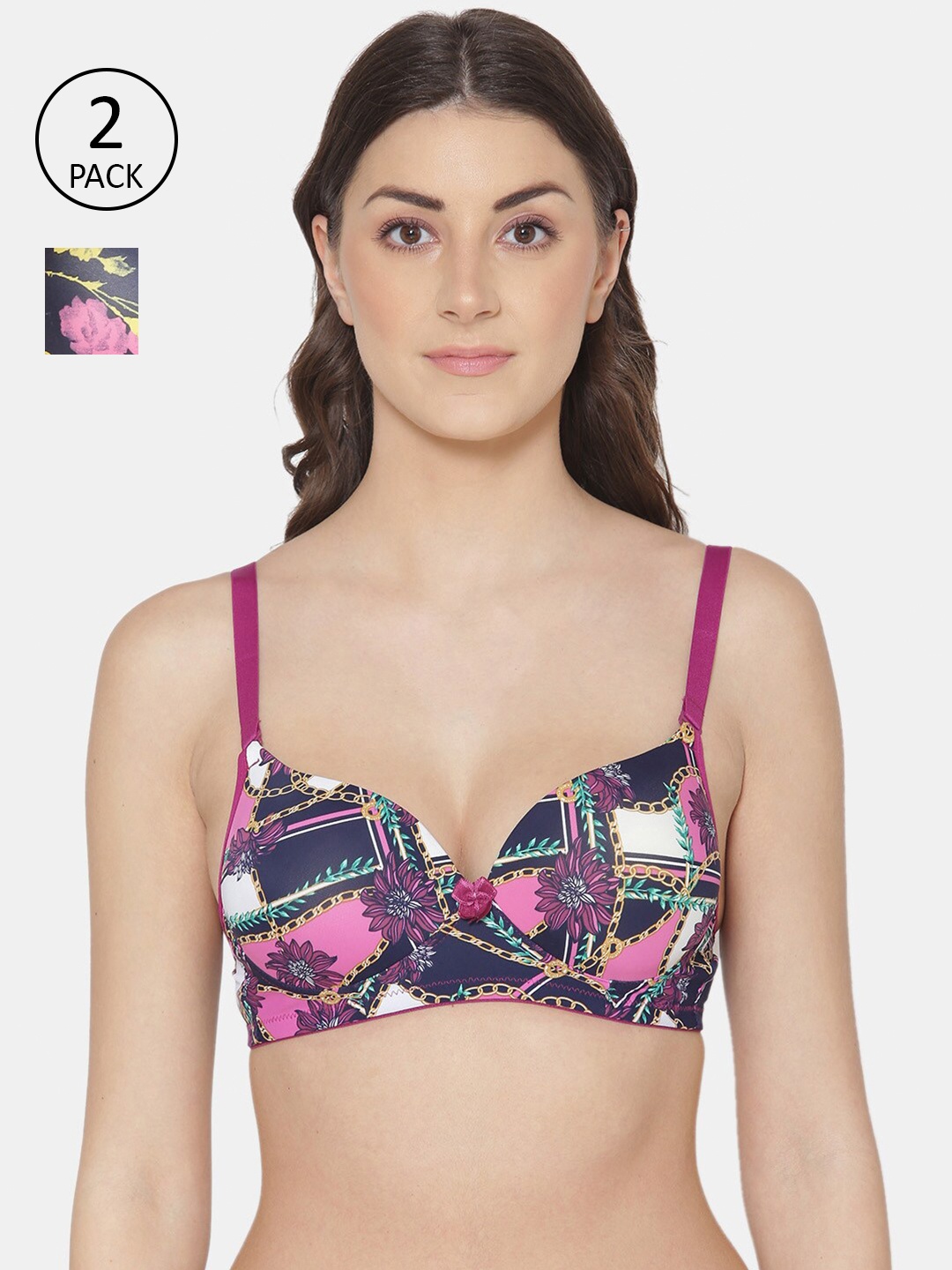 

Tweens Set Of 2 Blue & Pink Floral Bra Lightly Padded TW-19910-2PC-19911-PR