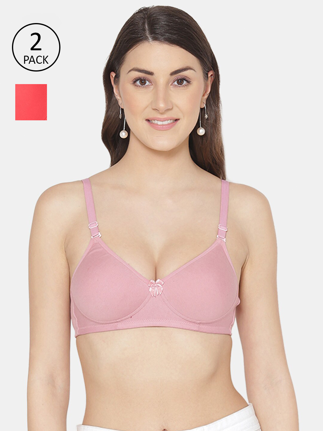 

Tweens Pink & Coral Set Of 2 Solid T-shirt Bra