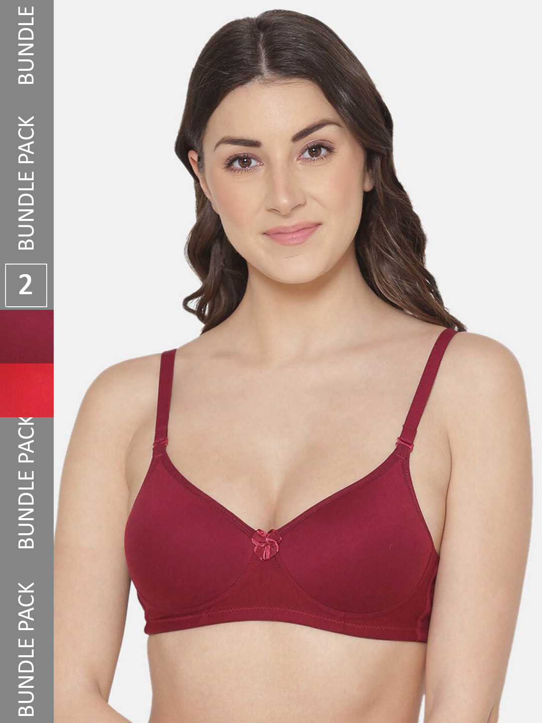 

Tweens Pack of 2 Red & Maroon T-shirt Bras - Lightly Padded
