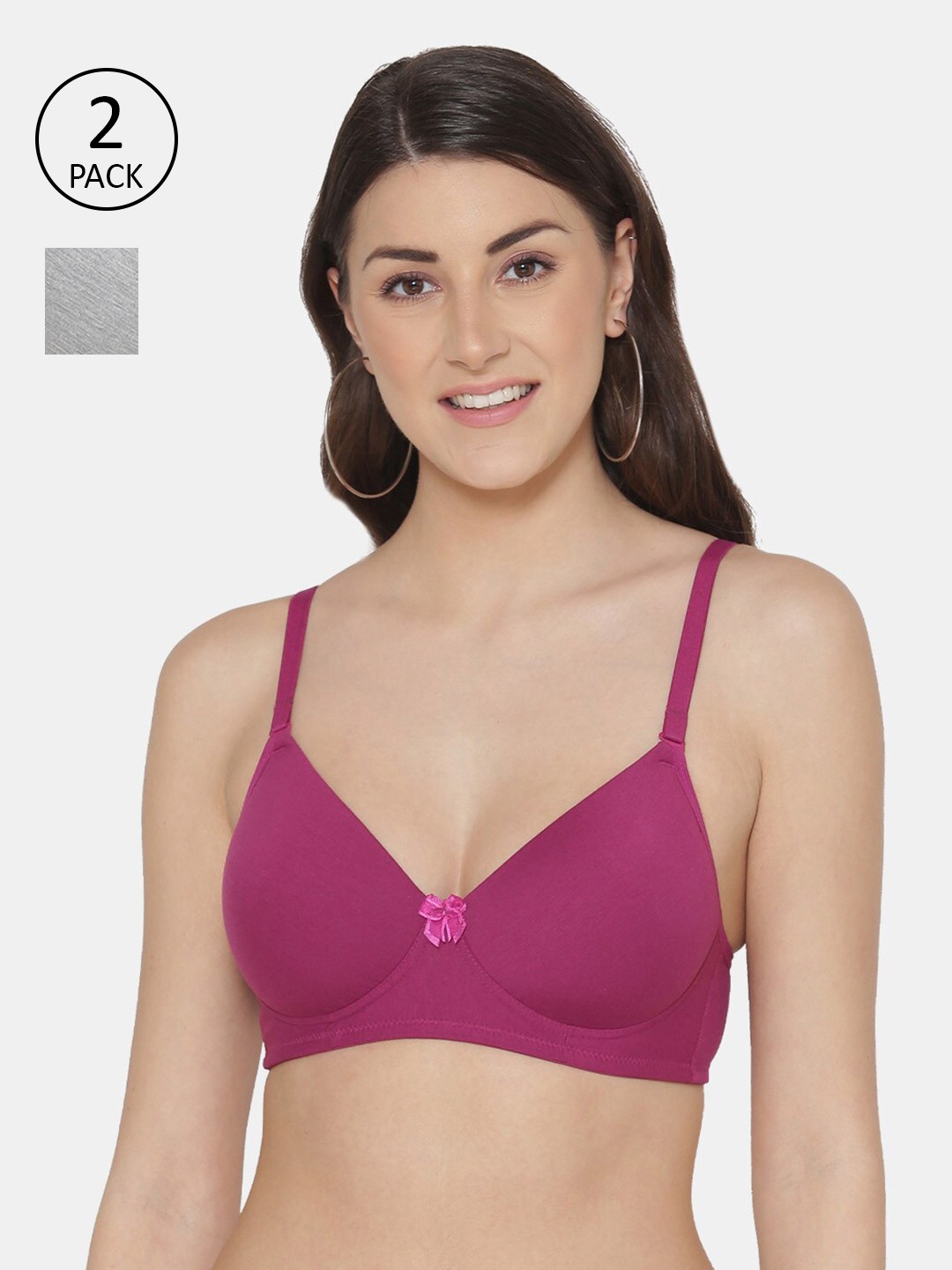 

Tweens Pack of 2 Purple & Grey T-shirt Bras - Lightly Padded