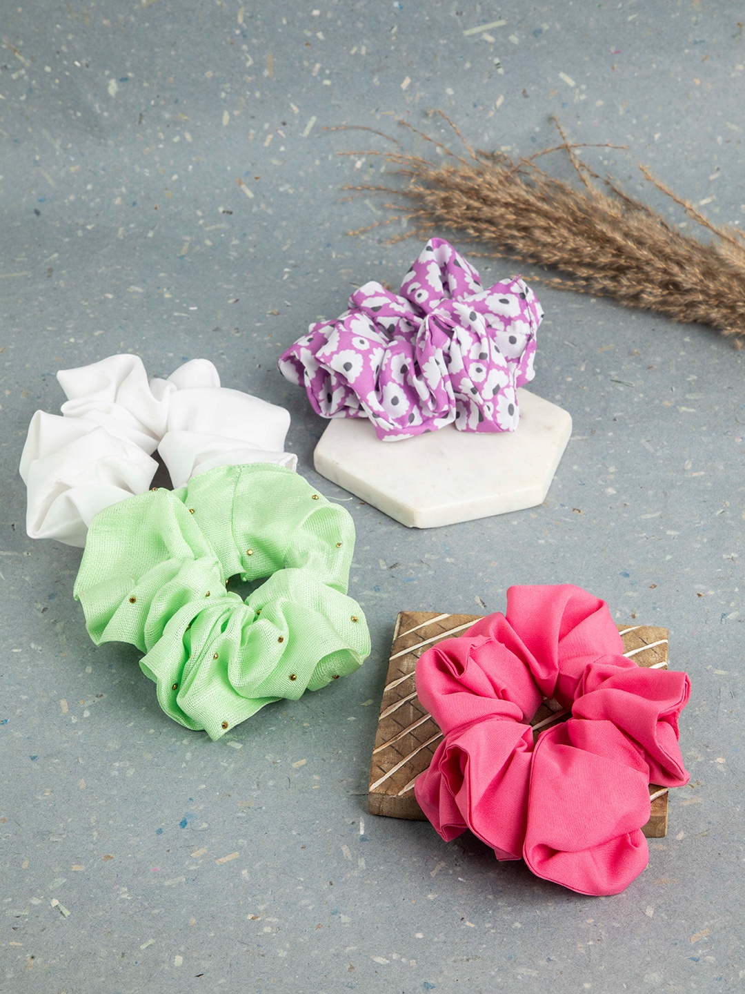 

DEEBACO Women Purple & Pink Set of 4 Ponytail Holders