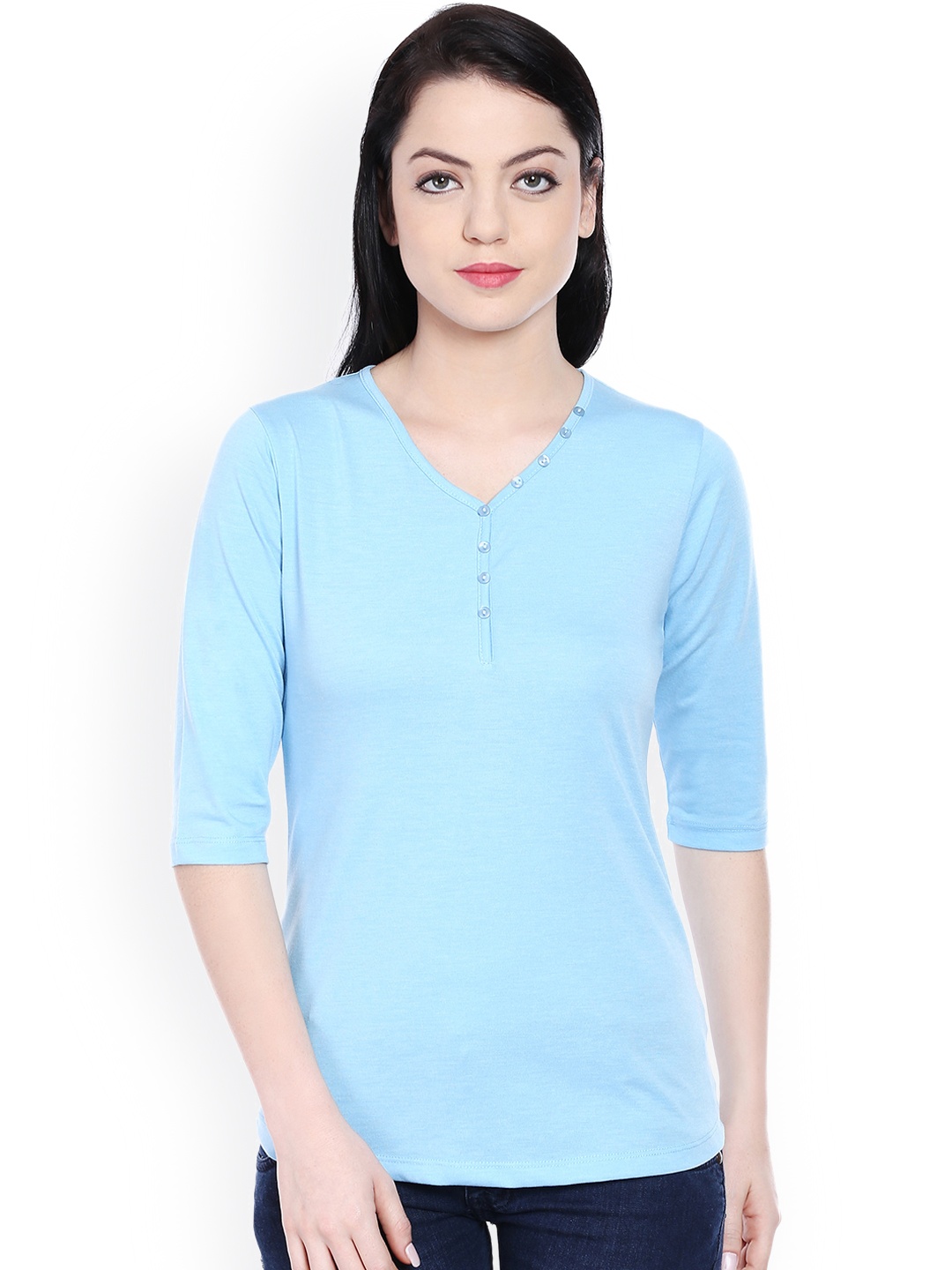 

Style Quotient Women Blue V-Neck T-shirt