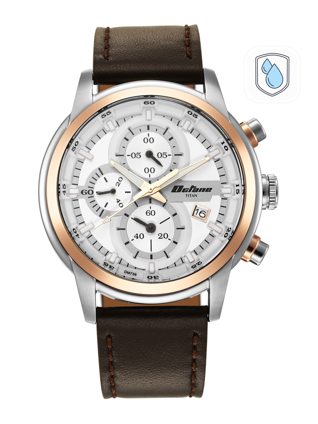 

Titan Men Silver-Toned Dial & Brown Leather Straps Analogue Watch 90086KL02