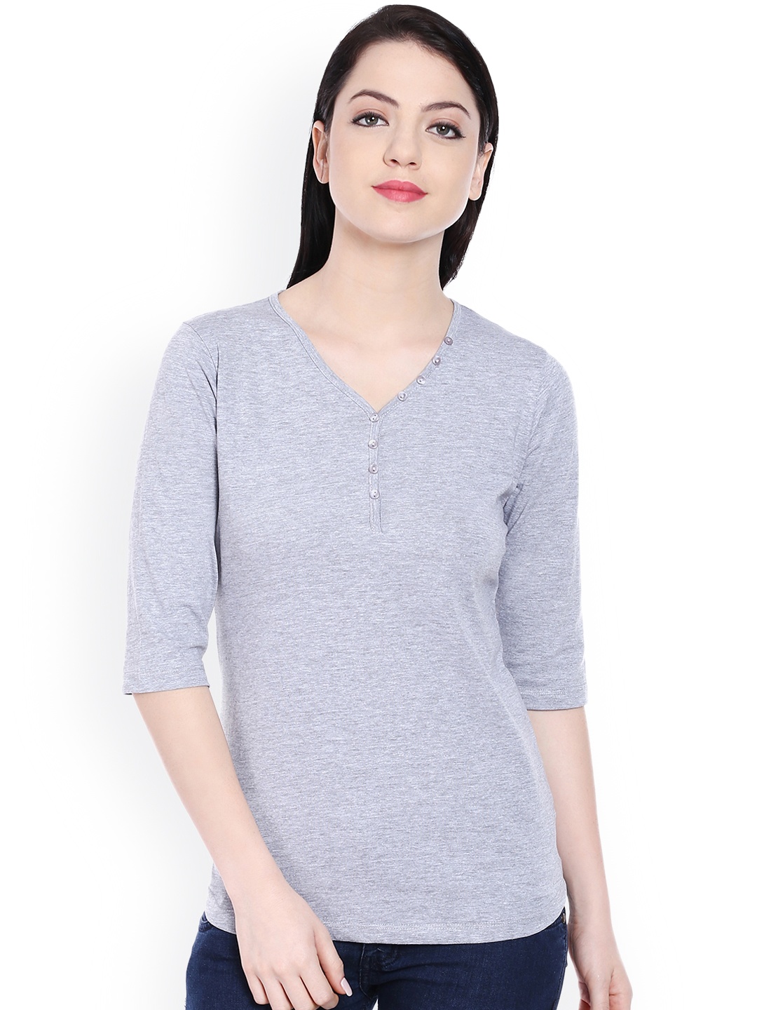 

Style Quotient Women Grey V-Neck T-shirt