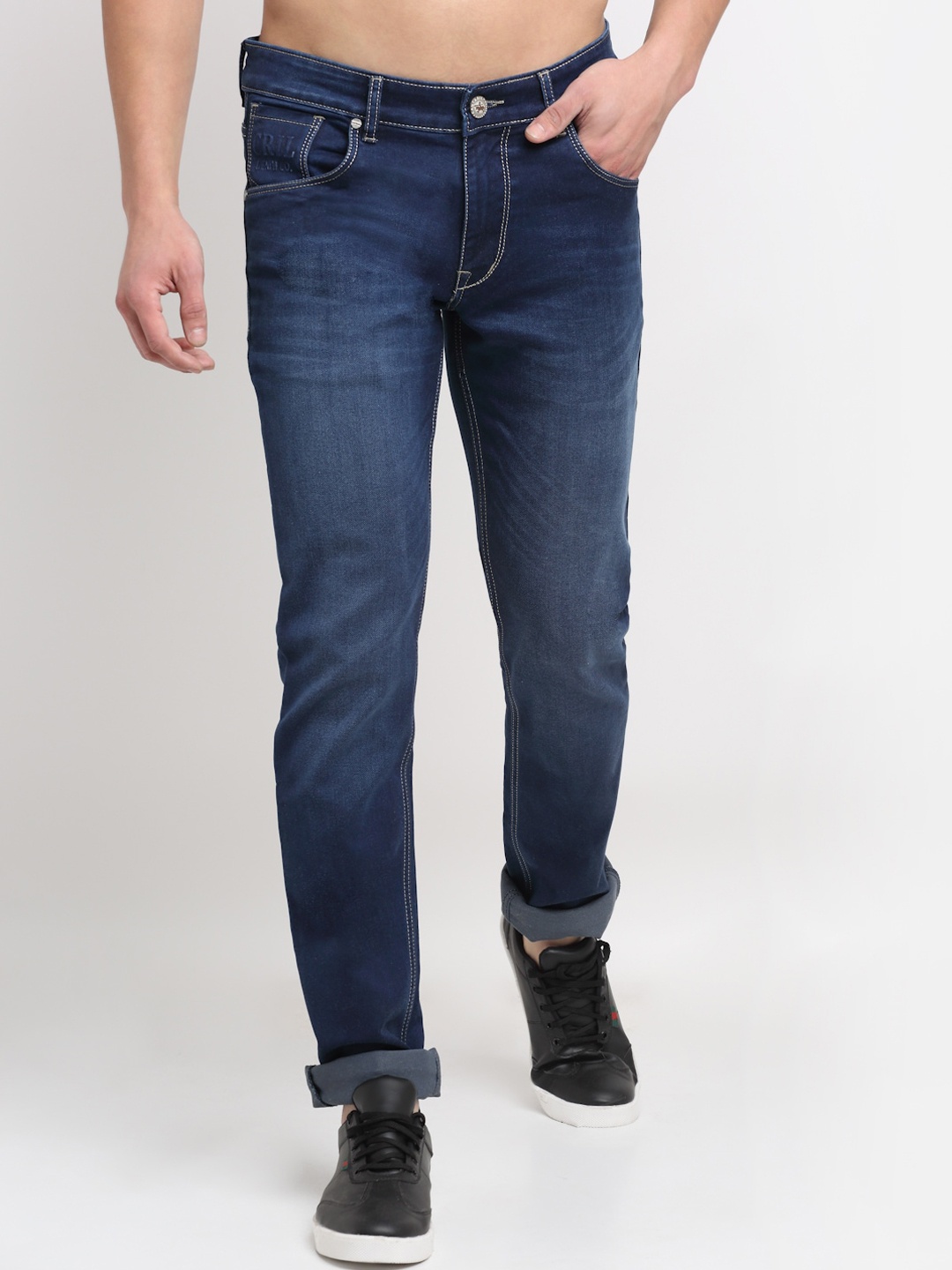 

Cantabil Men Blue Jean Pure Cotton Light Fade Jeans