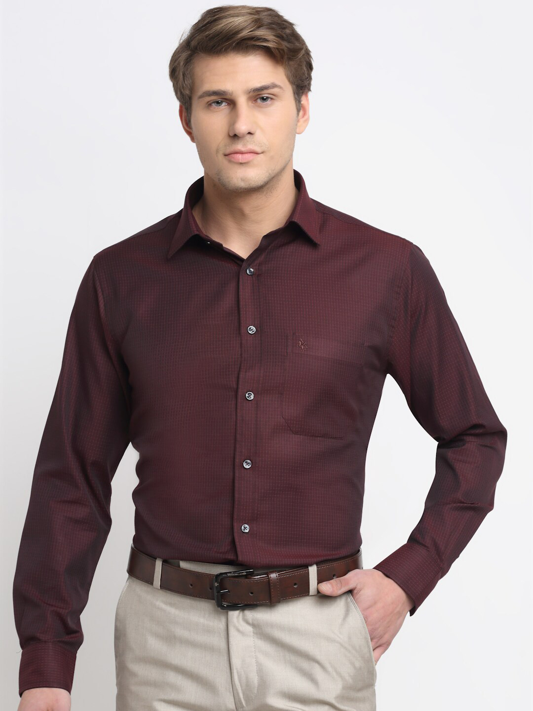 

Cantabil Men Maroon Original Pure Cotton Formal Shirt